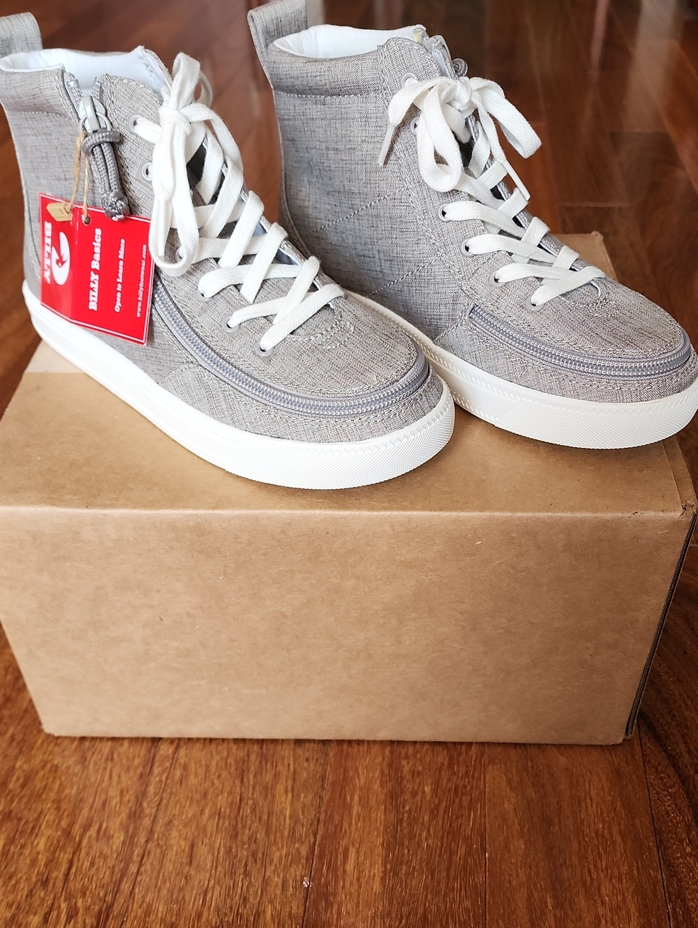 BILLY FOOTWEAR Kids High-Top Sneakers in Light Gray - Casual Lace-Up Comfort